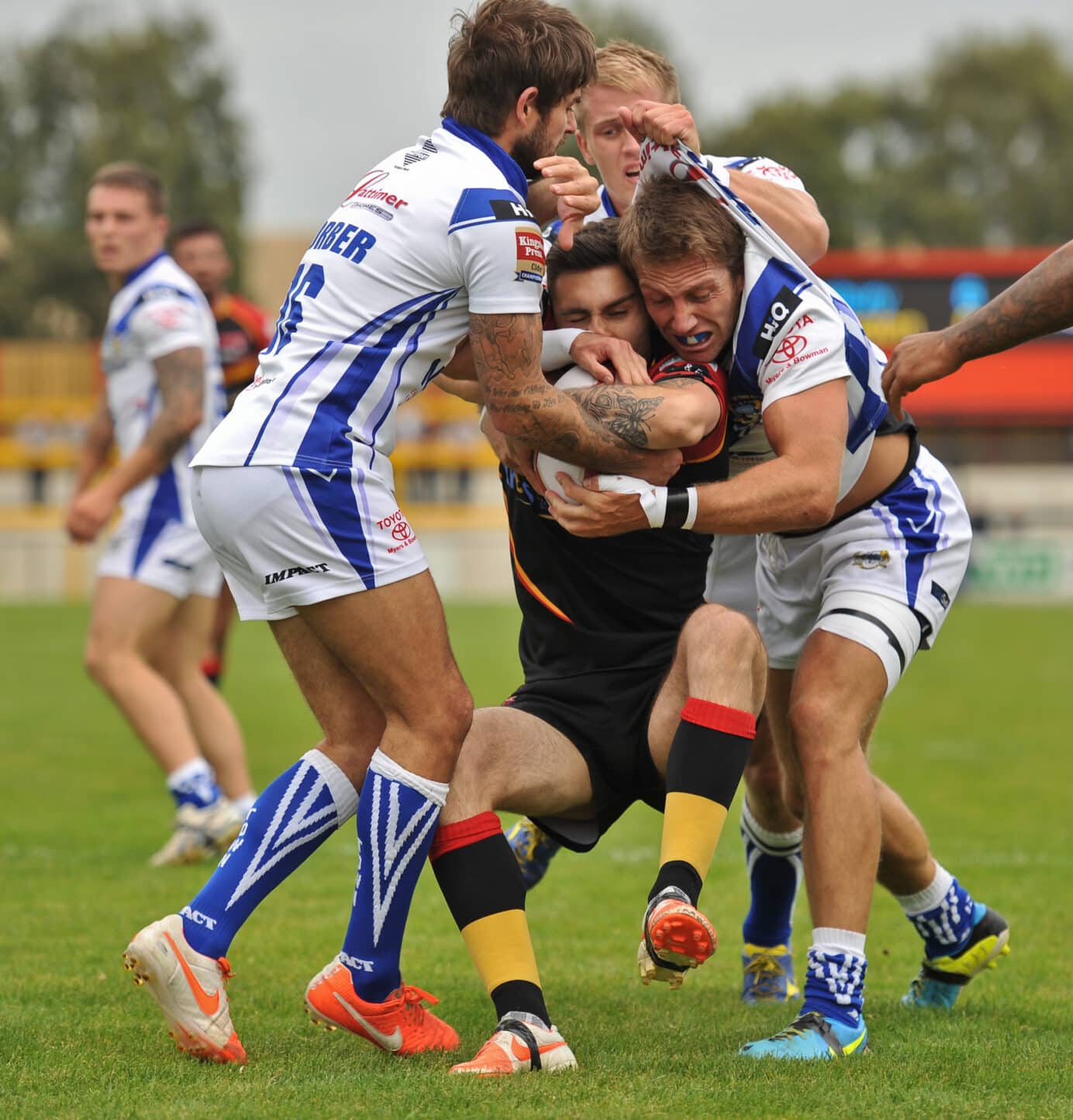 2014 - Dewsbury v Workington EPO - Sam wood driven back